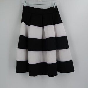Fashion Vitamin Black White Striped Knee Length Skirt Size Large